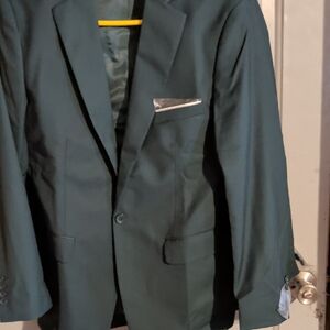 Classic Men's Dark Green Blazer - Stylish Single-Breasted Jacket